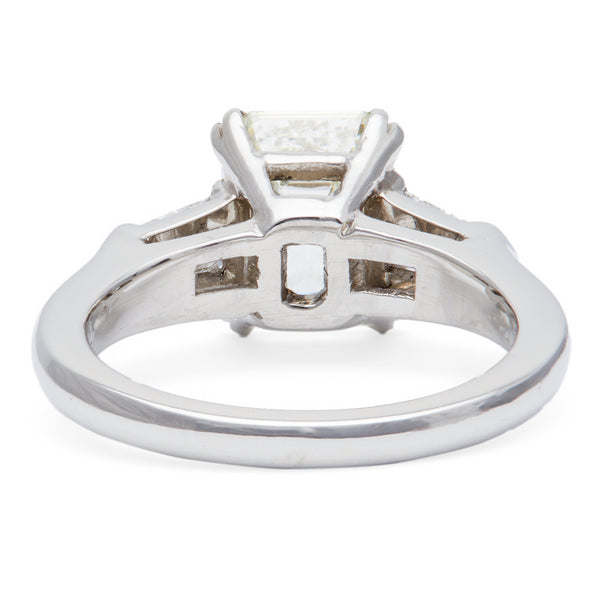 Mid Century GIA 2.07 Carats Emerald Cut Diamond Platinum Ring