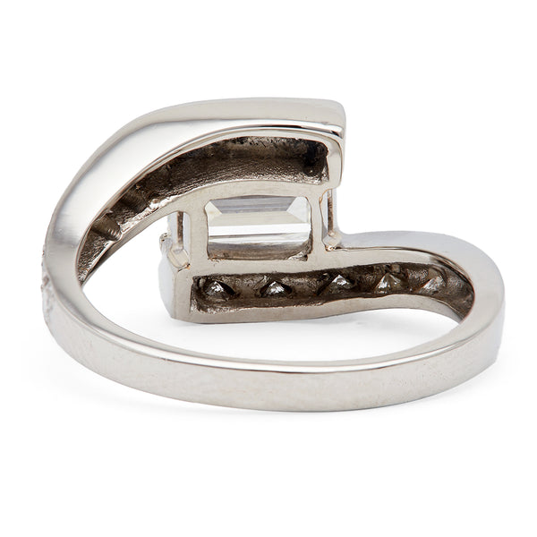 Mid Century French GIA 1.17 Carat Diamond Platinum Bypass Ring