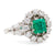 Mid Century French GIA Colombian Emerald and Diamond 18k White Gold Cluster Ring Rings Jack Weir & Sons   