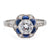Art Deco Inspired 0.73 Carat Old European Cut Diamond Sapphire Platinum Flower Ring Rings Jack Weir & Sons   