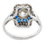 Art Deco Inspired Old Mine Cut Diamond and Sapphire Platinum Ring