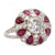 Art Deco Inspired 1.19 Carat Diamond and Ruby Platinum Filigree Ring