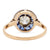 Edwardian Revival Old Mine Cut Diamond and Sapphire 18k Yellow Gold Platinum Target Ring Rings Jack Weir & Sons   