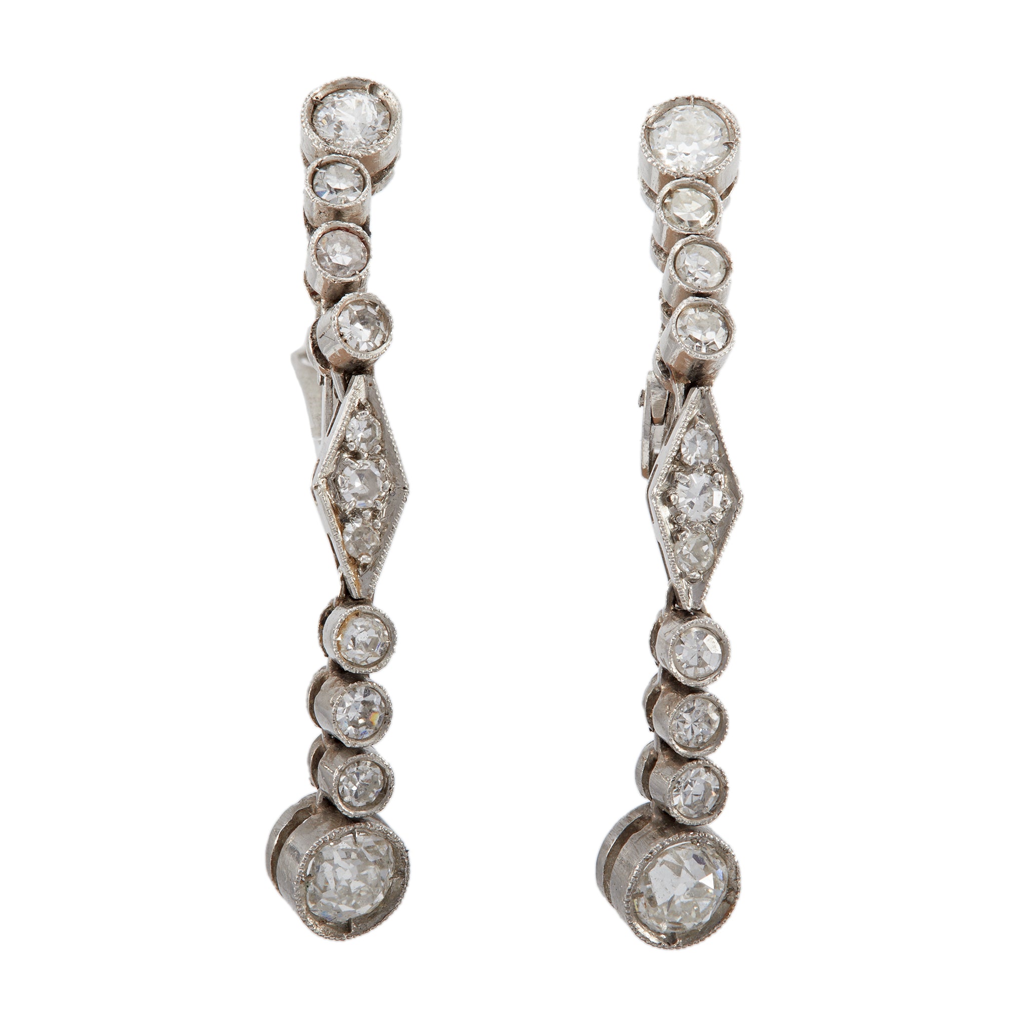 Art Deco Inspired Diamond Platinum Dangle Earrings Earrings Jack Weir & Sons   