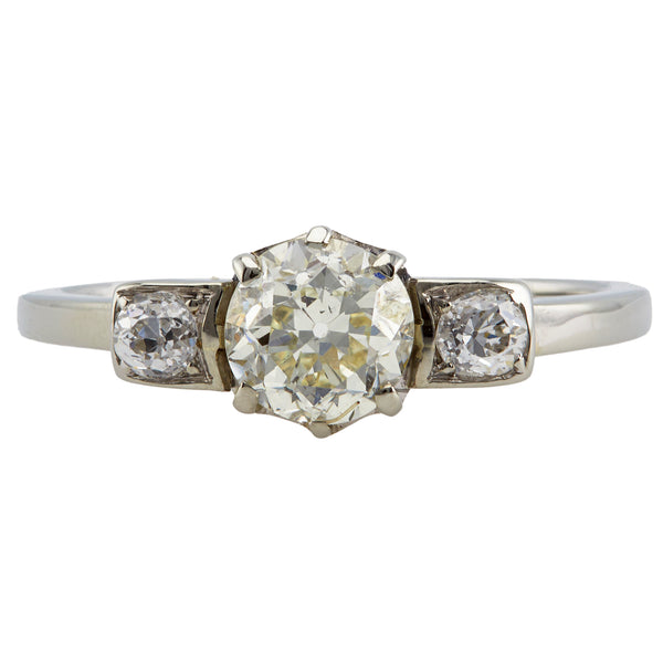 Art Deco Austrian GIA 1.01 Carat Round Brilliant Cut Diamond 14K White Gold Ring Rings Jack Weir & Sons   