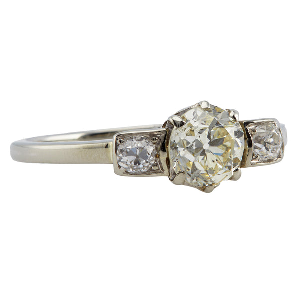 Art Deco Austrian GIA 1.01 Carat Round Brilliant Cut Diamond 14K White Gold Ring Rings Jack Weir & Sons   
