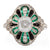 Art Deco GIA 1.11 Carat Old Mine Cut Diamond, Onyx, and Emerald Platinum Dinner Ring
