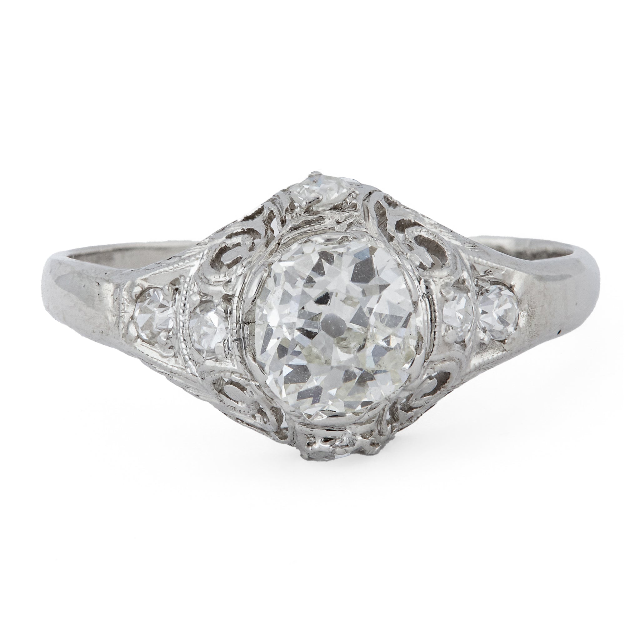 Edwardian 0.65 Carat Old Mine Cut Diamond Platinum Ring Rings Jack Weir & Sons   