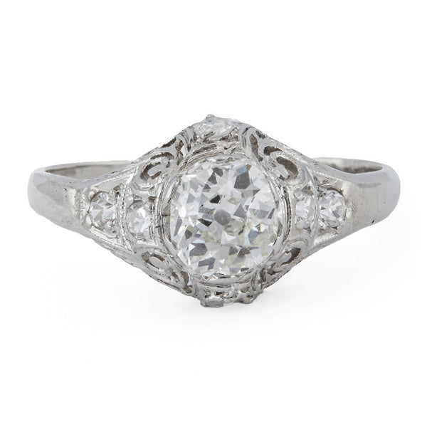 Edwardian 0.65 Carat Old Mine Cut Diamond Platinum Ring