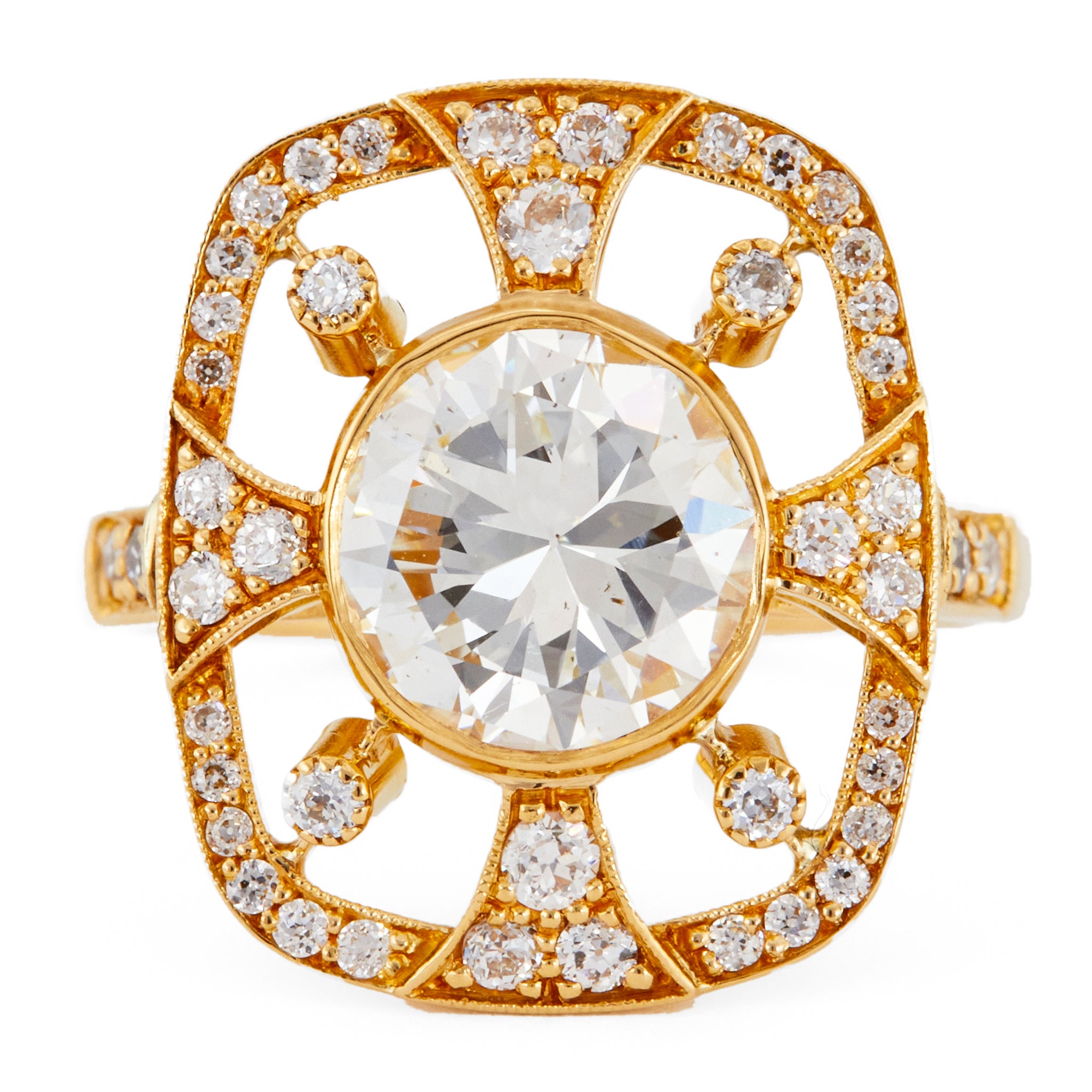 GIA 1.93 Carat Round Brilliant Cut Diamond 18k Rose Gold Cocktail Ring Rings Jack Weir & Sons   