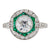 Art Deco Inspired 1.13 Carat Old European Cut Diamond and Emerald Platinum Ring