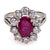 Mid Century French Burma No Heat 2.28 Carat Ruby and Diamond 18k White Gold Cluster Ring Rings Jack Weir & Sons   