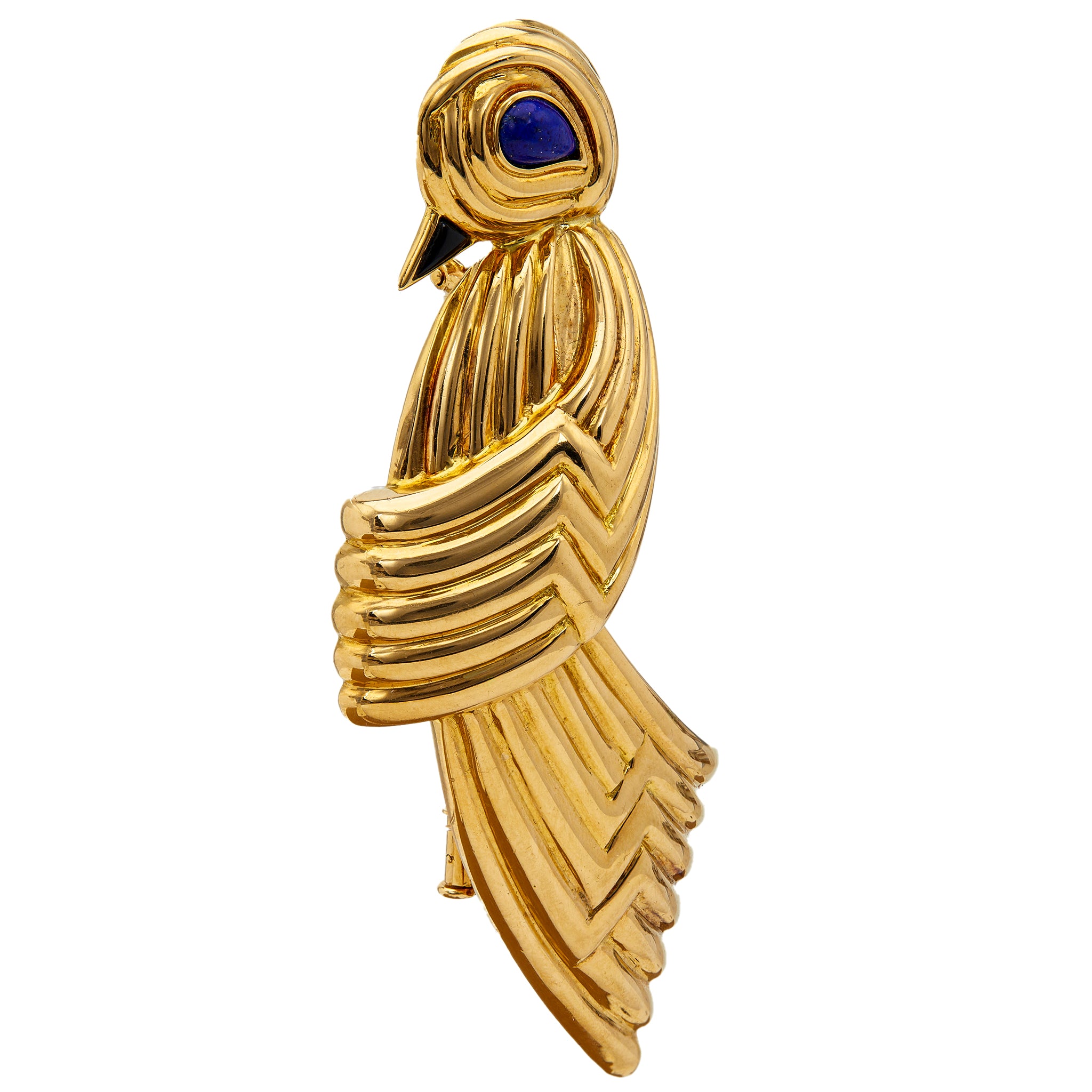 Vintage Boucheron Lapis and Onyx 18k Yellow Gold Bird Brooch Brooches Jack Weir & Sons   