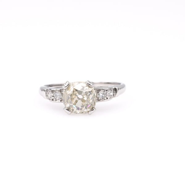 Art Deco GIA 1.88 Old Mine Cut Diamond Platinum Ring