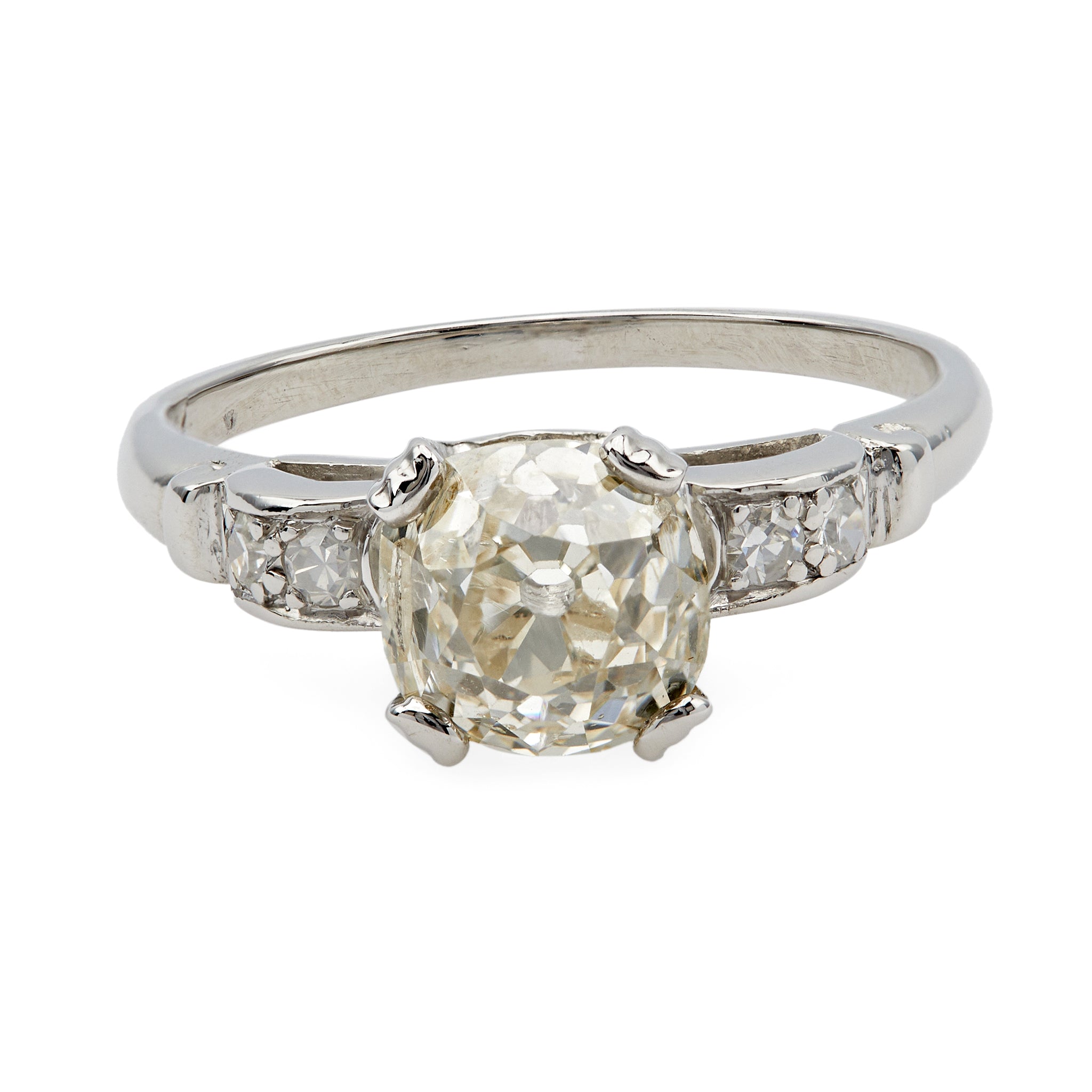 Art Deco GIA 1.88 Old Mine Cut Diamond Platinum Ring Rings Jack Weir & Sons   