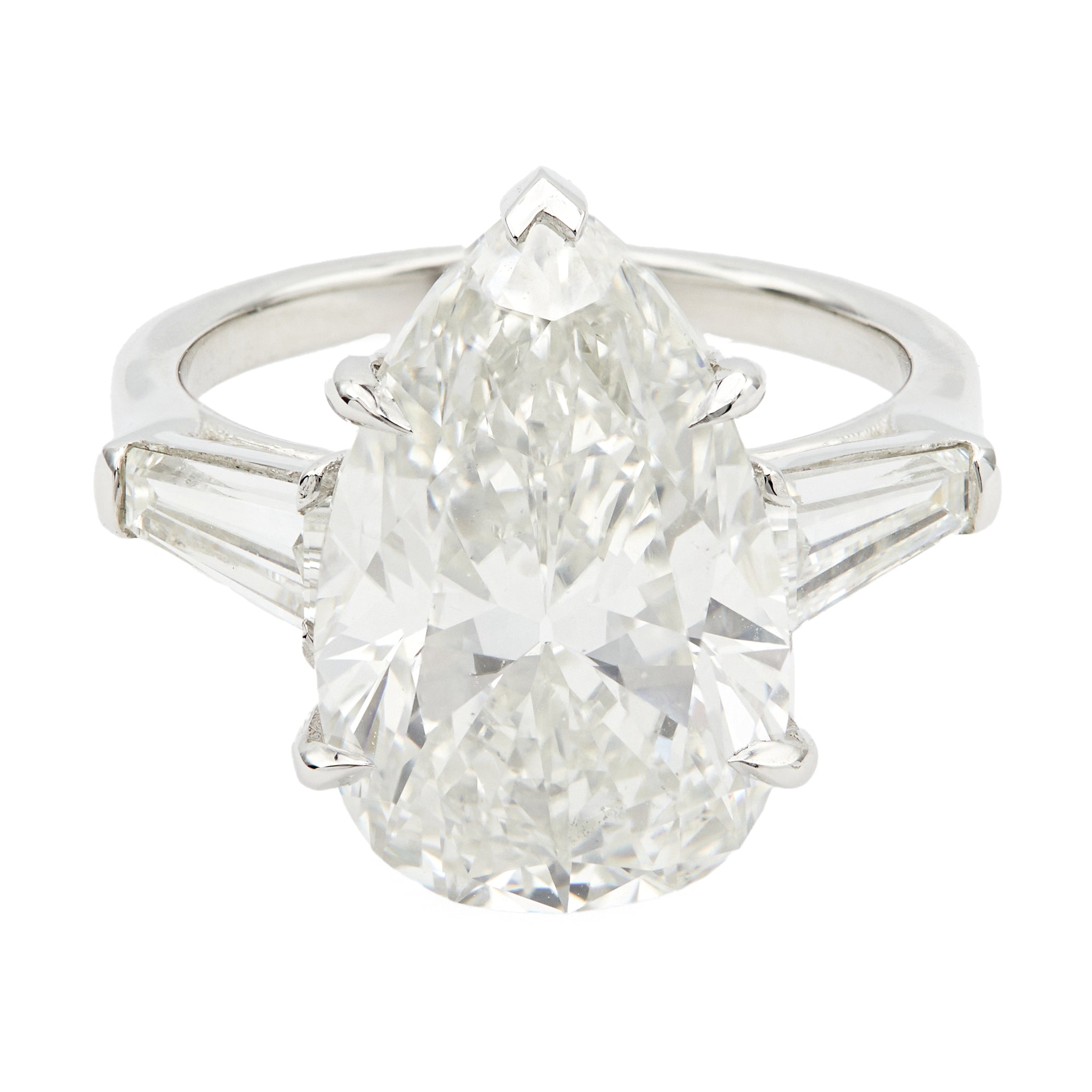 Vintage GIA 8.50 Carat Pear Cut Diamond Platinum Ring Rings Jack Weir & Sons   