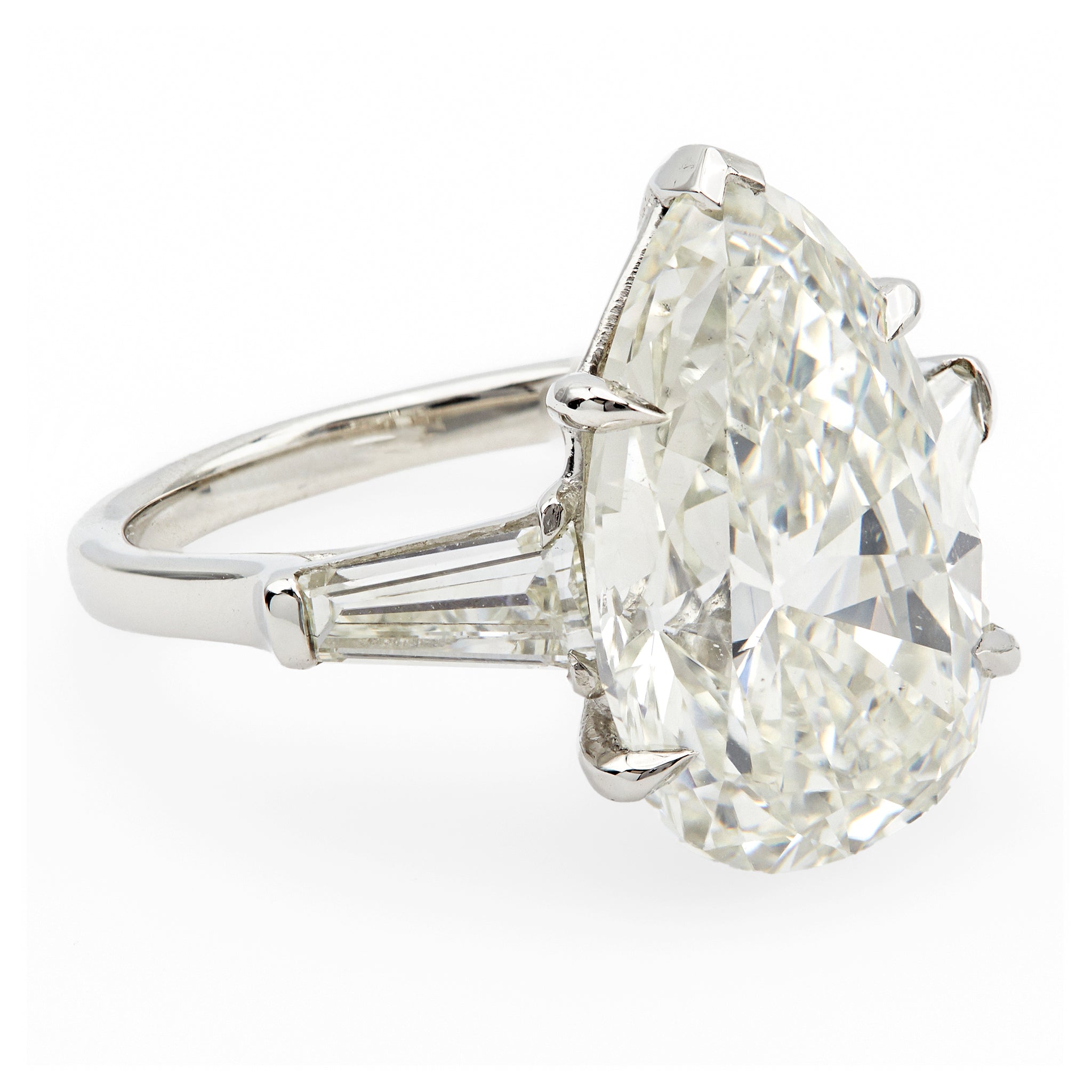 Vintage GIA 8.50 Carat Pear Cut Diamond Platinum Ring Rings Jack Weir & Sons   