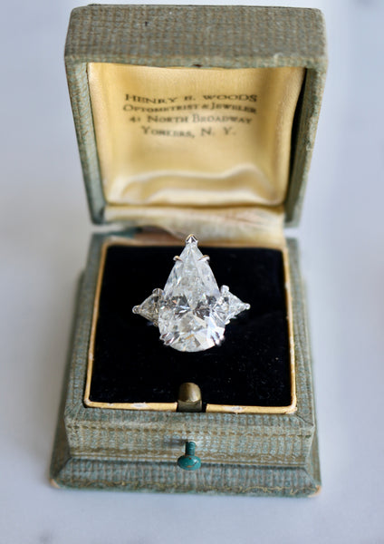 Vintage GIA 10.03 Carat Pear Cut Diamond Platinum Ring Rings Jack Weir & Sons   