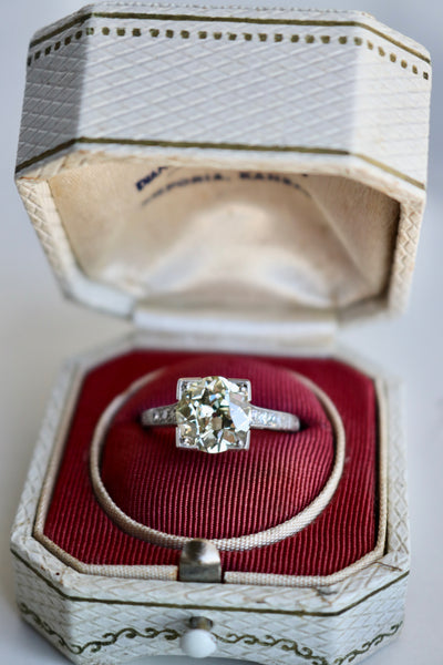 Art Deco GIA 2.68 Carat Old European Cut Diamond Platinum Ring Rings Jack Weir & Sons   