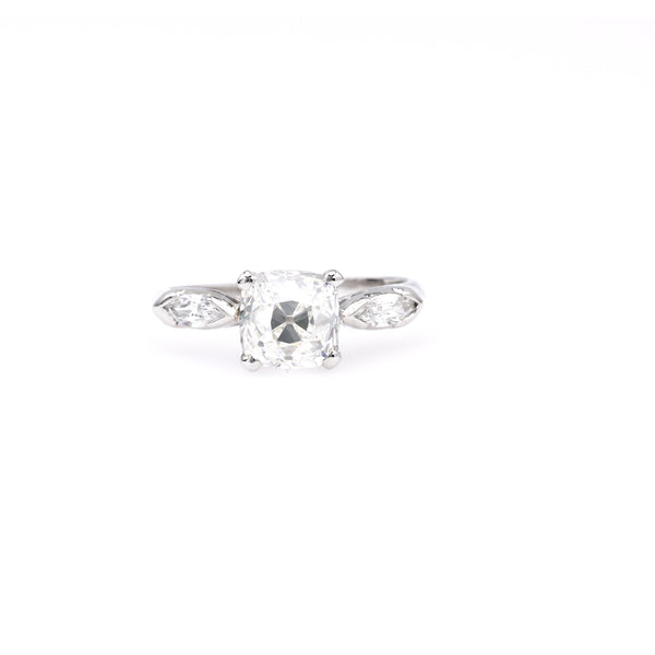 Art Deco GIA 2.00 Carat Old Mine Cut Diamond Platinum Ring