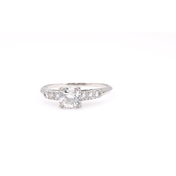 Art Deco Inspired Opal and Diamond Platinum Ring