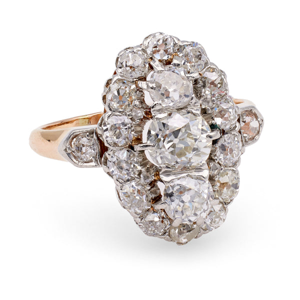 Belle Époque French Diamond Platinum 18k Rose Gold Ring Rings Jack Weir & Sons   