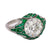 Art Deco Inspired 2.96 Carat Old European Cut Diamond Emerald Platinum Ring Rings Jack Weir & Sons   