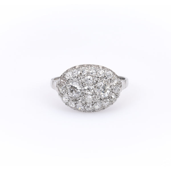 Art Deco Diamond Platinum Oval Ring