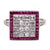 Art Deco Inspired Diamond and Ruby Platinum Square Ring Rings Jack Weir & Sons   