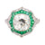 Art Deco Inspired 4.03 Carat Old Mine Cut Diamond Emerald Platinum Ring Rings Jack Weir & Sons   