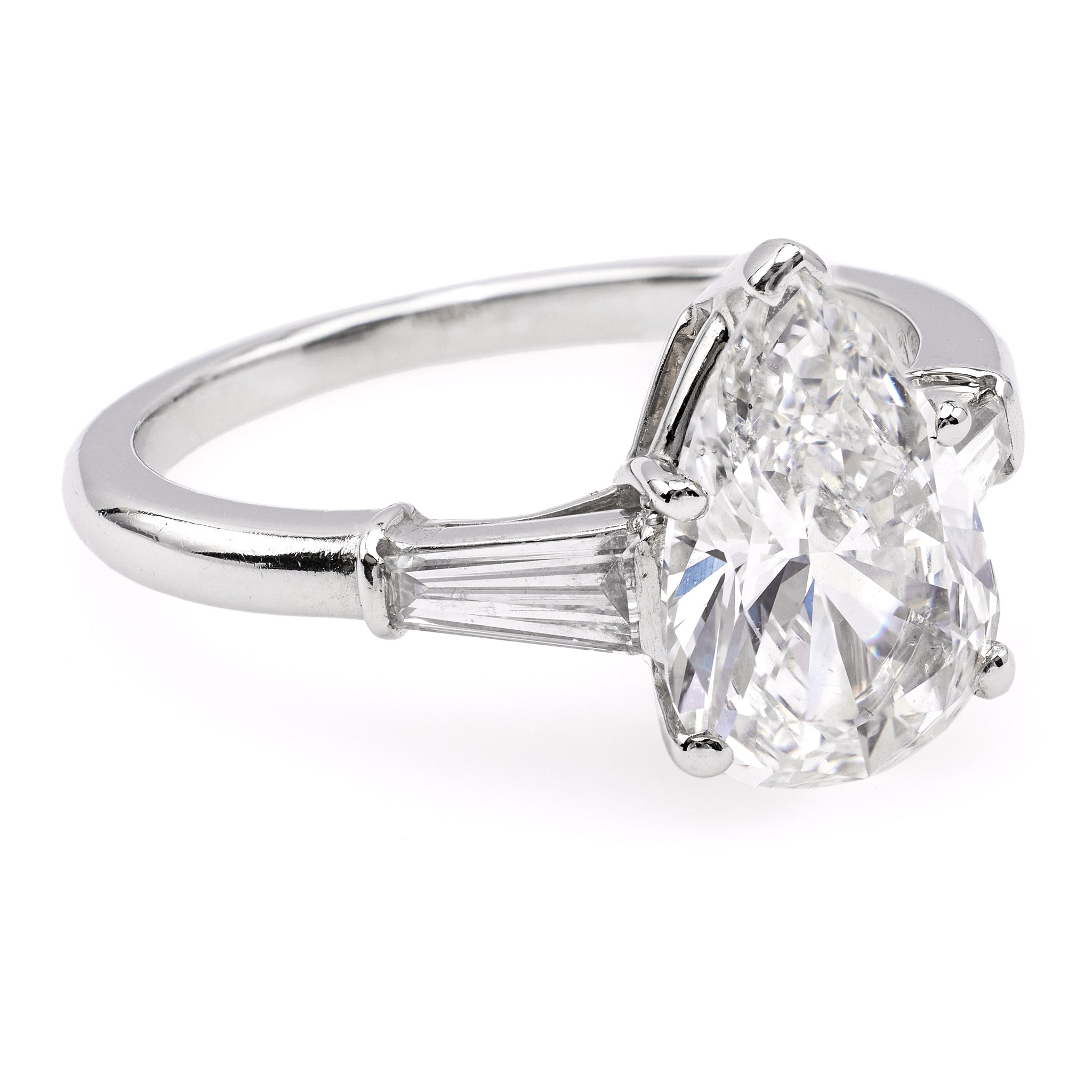 Mid-Century Cartier GIA 1.77 Carat Pear Cut Diamond Platinum Ring Rings Jack Weir & Sons   