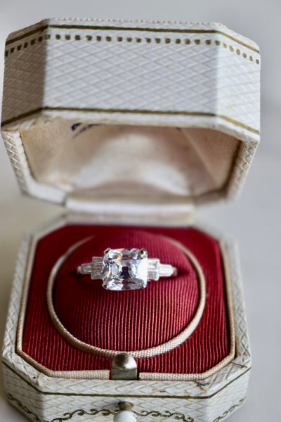Art Deco GIA 3.01 Old Mine Cut Diamond 14k White Gold Ring Rings Jack Weir & Sons   