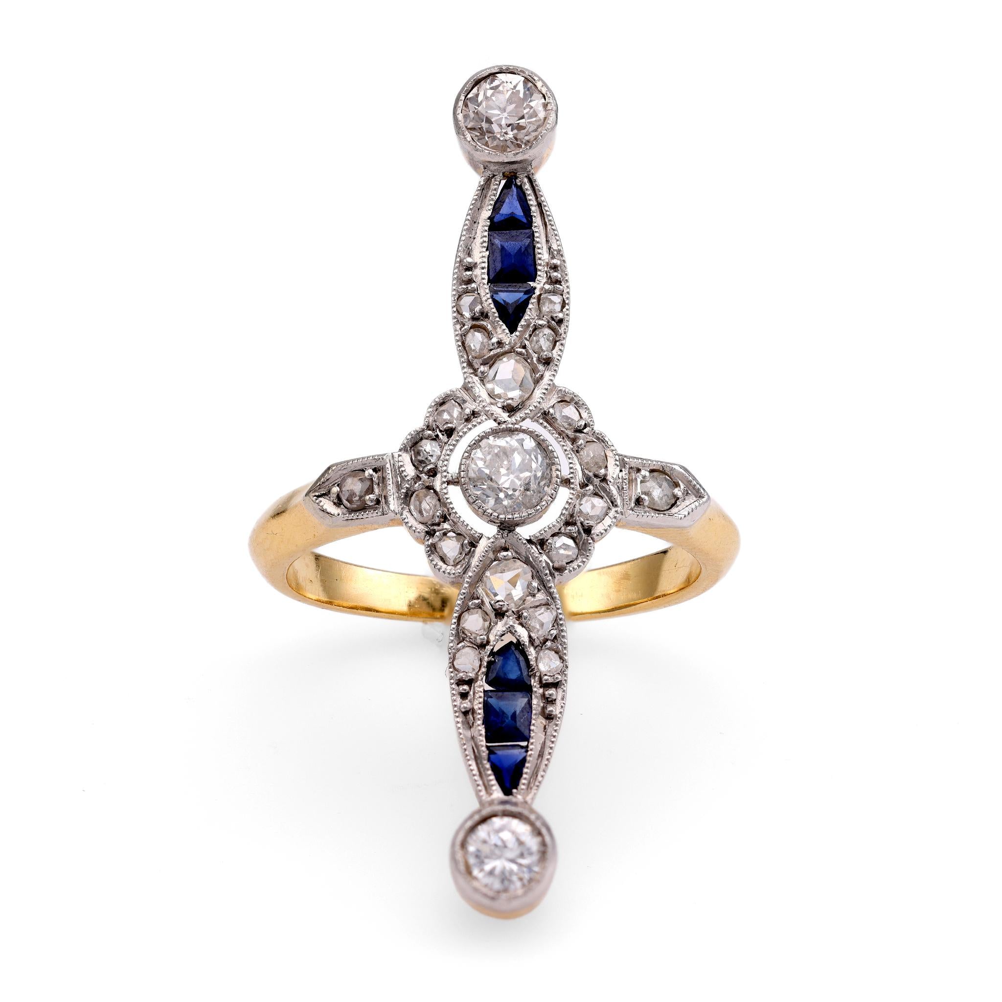 Belle Epoque Diamond and Sapphire Cocktail Ring
