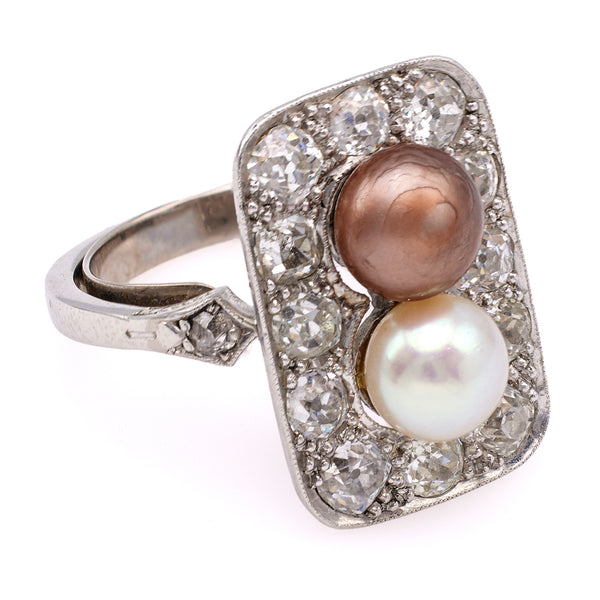 Edwardian Pearl and Diamond Platinum Ring. Rings Jack Weir & Sons   
