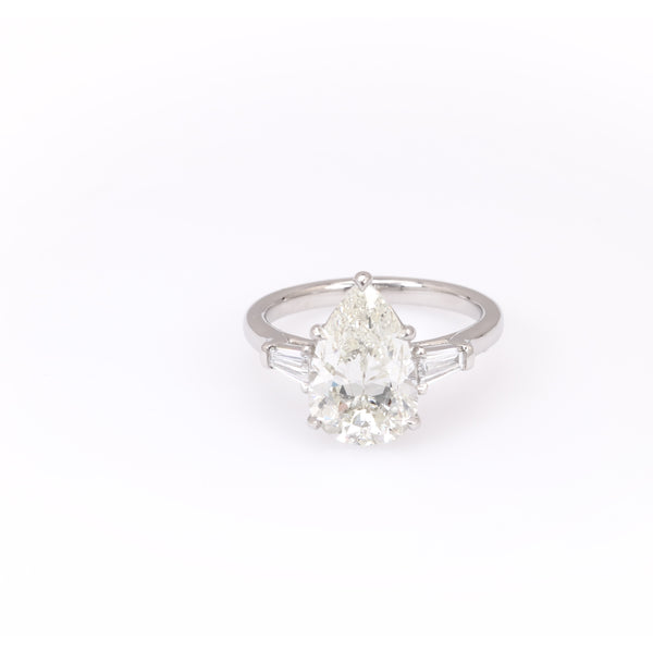 GIA 3.82 Carat Pear Cut Diamond Platinum Ring