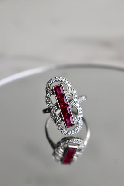 Art Deco Ruby and Diamond Platinum Dinner Ring Rings Jack Weir & Sons   