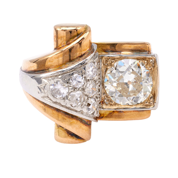 Retro French Diamond Two Tone Ring Rings Jack Weir & Sons   