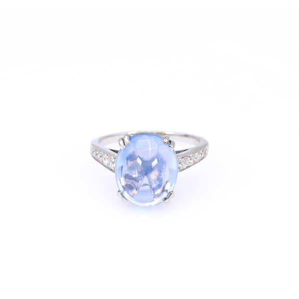 Art Deco French Sapphire and Diamond Platinum Ring