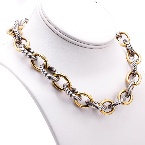 David Yurman 18k Yellow Gold Sterling Silver Oval Link Chain Necklace Necklaces Jack Weir & Sons   