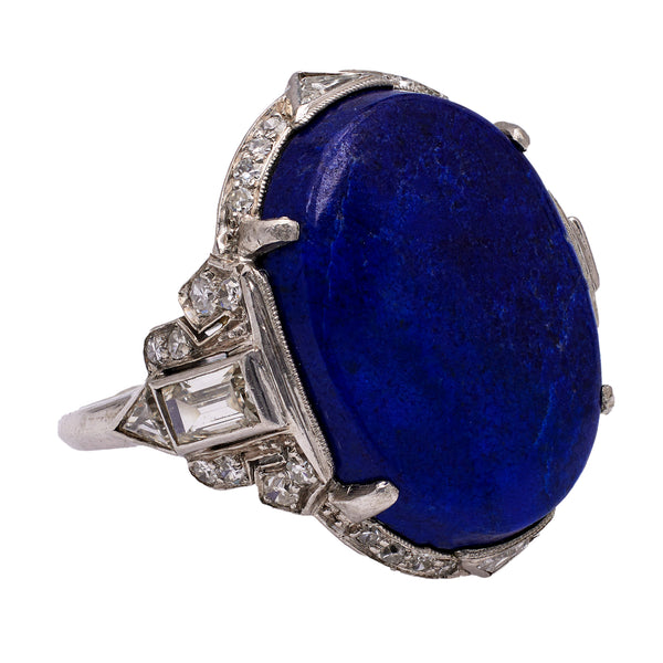Art Deco Lapis Lazuli and Diamond Platinum Ring Rings Jack Weir & Sons   
