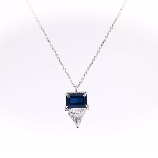 Italian Diamond Sapphire 18k White Gold Necklace
