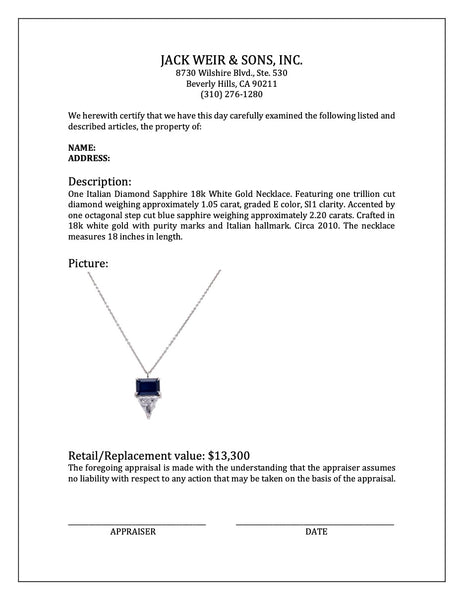 Italian Diamond Sapphire 18k White Gold Necklace Necklaces Jack Weir & Sons   