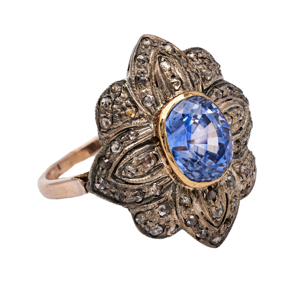 Antique Portuguese Sapphire and Diamond Gold Silver Ring Rings Jack Weir & Sons   