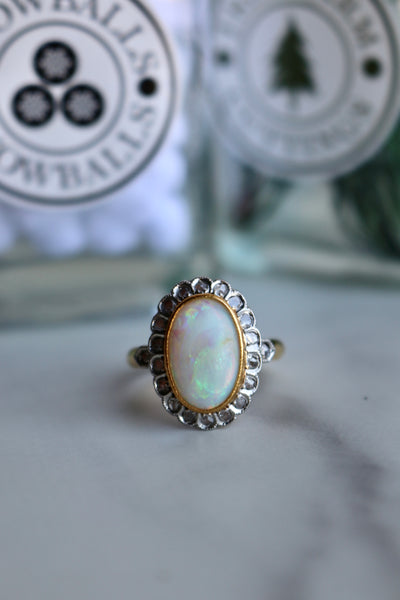 Belle Époque Opal and Diamond 18k Yellow Gold Platinum Cluster Ring Rings Jack Weir & Sons   