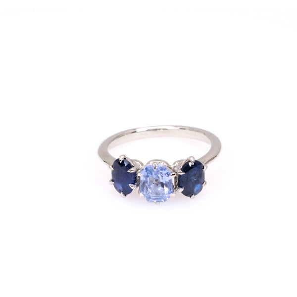 1.16 Carat Sapphire Platinum Three Stone Ring