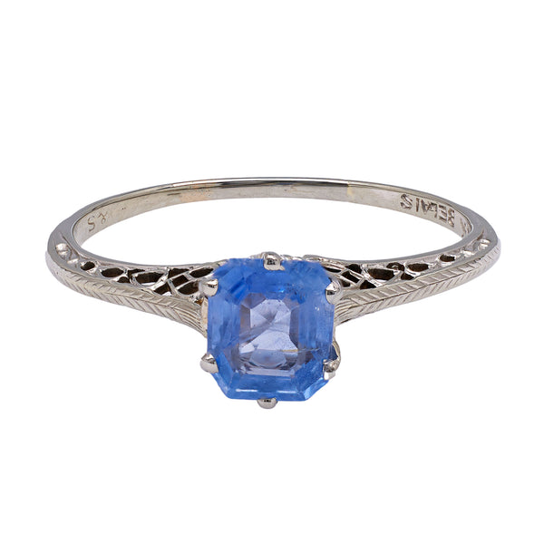 Art Deco Belais 1.24 Carats Sapphire 18k White Gold Ring Rings Jack Weir & Sons   