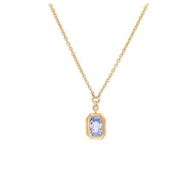 Italian 1.30 Carat Sapphire 18k Yellow Gold Pendant Necklace Necklaces Jack Weir & Sons   
