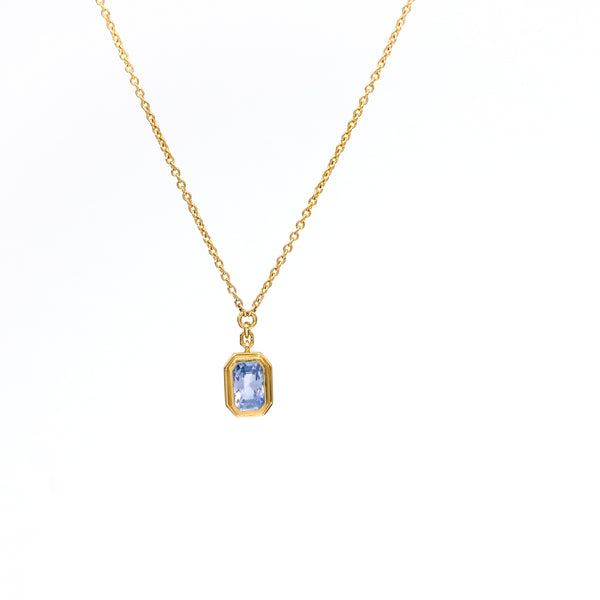 Italian 1.30 Carat Sapphire 18k Yellow Gold Pendant Necklace