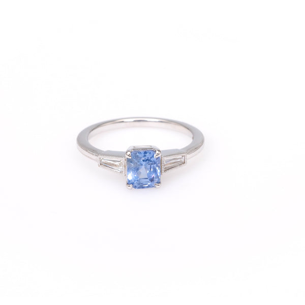 1.63 Carat Sapphire and Diamond 18k White Gold Ring