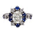 Mid Century French Oval Cut Diamond and Sapphire 18k White Gold Cluster Ring Rings Jack Weir & Sons   